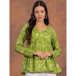 SHREELATA Floral Print Peplum Top-picture-12