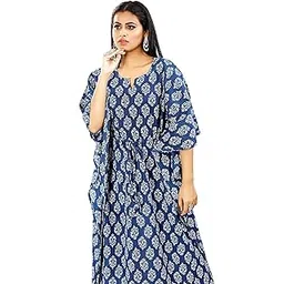 Shri Ganesh Impex Maxi Kaftan for Women, Pure Cotton Nighty, Loungewear Kaftan | Hand Block Printed Wome0n Nighty | Free Size-picture-41