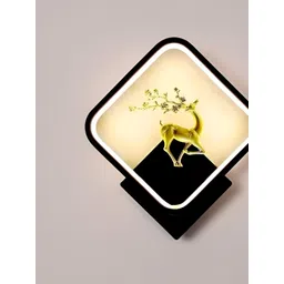 SHRI MAHAL ANTIQUES Black & Gold Toned Metal Square Shaped Wall Lamp-picture-29