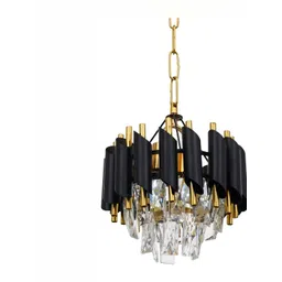 SHRI MAHAL ANTIQUES Gold-Toned & Black Crystal Chandelier Ceiling Lamp-picture-45
