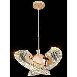SHRI MAHAL ANTIQUES Gold Toned & Transparent Textured Metal Contemporary Ceiling Lamp-picture-48