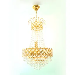 SHRI MAHAL ANTIQUES Gold-Toned & White Crystal Chandelier Ceiling Lamp-picture-40