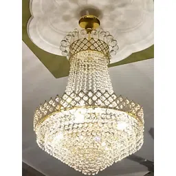 SHRI MAHAL ANTIQUES Gold Toned Jhumar Ceiling Lamp-picture-40