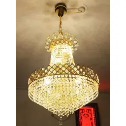 SHRI MAHAL ANTIQUES Gold-Toned Jhumar Textured Ceiling Lamp-picture-38