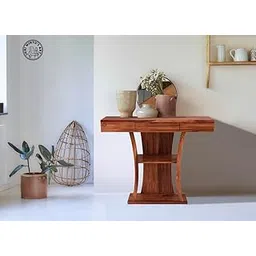SHRI MINTU'S ART Wooden Console Table for Living Room | Foyer/Entryway/Entrance/Side Table | 1 Drawer, Solid Wood Sheesham, Honey Finish-image-5