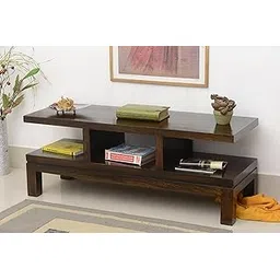 SHRI MINTU'S ART Wooden TV Unit For Living Room | Drawing Room Television Stand With Open Shelf Storage | Sheesham Solid Wood, Brown Finish, (41 X 109 X 56Cm)-image-4