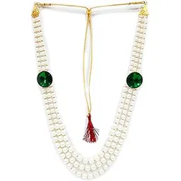 shri ram creations Pearl Necklace Jewellery for Groom Dulha Moti Mala Haar for Men (green)-picture-56