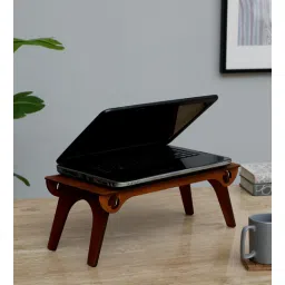 Engineering Wood Foldable Floor Desk & Laptop Table In Honey Oak Finish-image-12