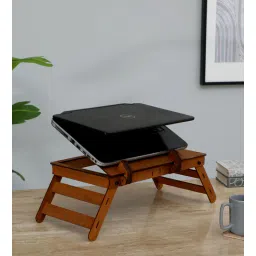 Engineering Wood Folding Multipurpose Laptop Table In Honey Oak Finish-image-14