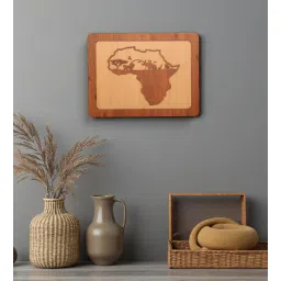 Engineering Wood Laser Cut Africa Map Wall Art In Red Walnut & Brown Finish-image-22