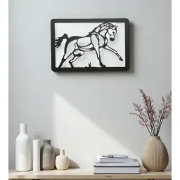 Engineering Wood Laser Cut Black Horse Wall Art In Black & Brown Finish-image-19