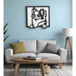 Engineering Wood Laser Cut Dog Wall Art In Black & White Finish-image-34