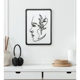 Engineering Wood Laser Cut Human Tree Face Design Wall Art In Black & White Finish-image-24