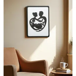 Engineering Wood Laser Cut Love Parents Wall Art In Black & White Finish-image-2