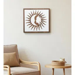 Engineering Wood Laser Cut Sunrise Design Wall Art In Brown & White Finish-image-29