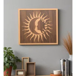 shribalajiarts Engineering Wood Laser Cut Sunrise Design Wall Art In Brown Finish-picture-24