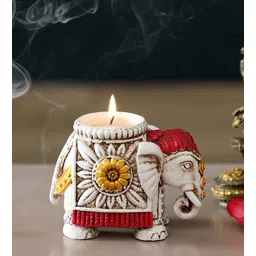 shribalajiarts White Resin Elephant Diya-picture-40