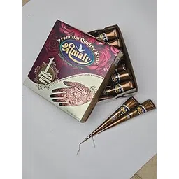 Shrimali Dulhan Organic Mehendi Cones – Pack of 6 | Pure Herbal Henna for Deep, Dark Stain | Ideal for Bridal & Festive Designs-picture-44