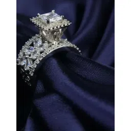 shringaar by neha Women German Silver Stones Studded Floral Detail Finger Ring-picture-38