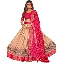 shringar house Women's Traditional Premium Floral Print Lehenga Choli Set with Foil Work, Embroidered Gota Patti Border, Wedding & Ethnic Wear with Dupatta and Unstitched Blouse-picture-28