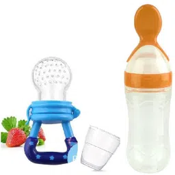 shrivastra Baby Feeding Bottle Toddler Spoon Milk Feeder & Fruit feeder(Set of 2)-Silicone Feeder-picture-19