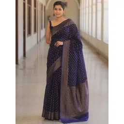 Shriyangan Ethnic Motif Woven Design Zari Pure Silk Kanjeevaram Saree-picture-21