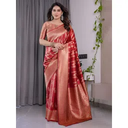 Shriyangan Women Woven Design Zari Kanjeevaram Saree-picture-28