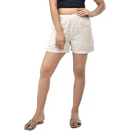 shrutii jaipur Linen Shorts for Women with 2 Pockets - Comfortable Casual Summer Shorts for Beachwear, Vacation, and Everyday Use, Lightweight and Breathable-picture-45