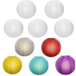 shuang you Hanging paper 5 white & 5multicolorLantern Pack of 10 L 12 inch 12 Multicolor Paper Hanging Lantern-picture-19