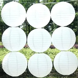shuang you White Paper Hanging Lantern Pack of 10 L (12 inch) 49 White Paper Hanging Lantern-picture-19