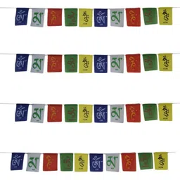 shubh store Tibetan Buddhist OM MANI PADME HUM Prayer Flag Combo of 4 flags Decorative Showpiece-10 cm-picture-15