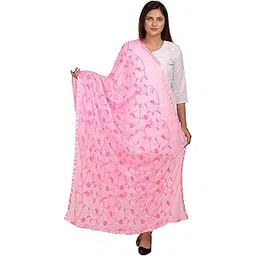 shubham handicraft Women's Embroidered Synthetic Dupatta (sa033_Pink_Free Size)-picture-44