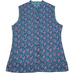 shubhangi collections Women's Blue Cotton Quilted Reversible Sleeveless Jacket-picture-54