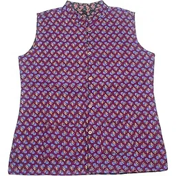 shubhangi collections Women's Cherry Printed Cotton Quilted Reversible Sleeveless Jacket-picture-13