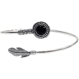 shubhanjali Feather Kada Anklets for Women | Fashion Stretchable Free Size Silver Payal for Gilrs | Adjustable Natural Stone Oxidised Jewellery Gift for Wife | Reiki Crystal Healing Silver Anklet-picture-48