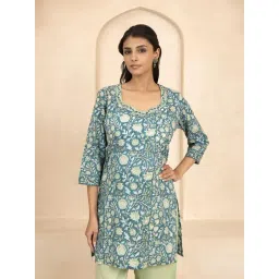 Shuddhi Teal Green Cotton Printed Kurti-picture-15