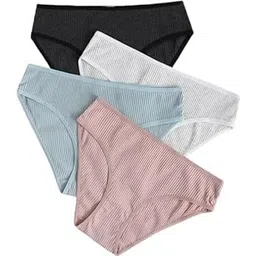 shumko Women's Briefs 4 Piece Solid Panty Set Ribbed Knit Breathable Underwear Panties-picture-56