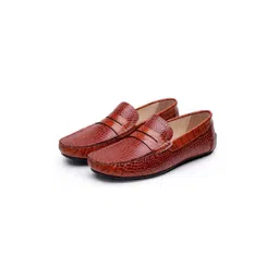 SHUTIQ Men Textured Leather Loafers-picture-14
