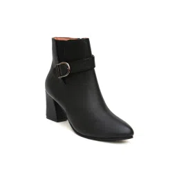 SHUZ TOUCH Block Heels Ankle Black Boots-picture-27
