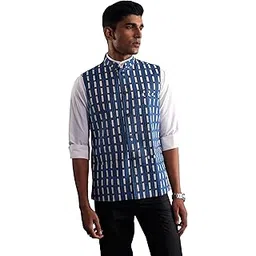 shvaas by vastramay Men's Indigo Blue - Nehru Jacket-picture-14