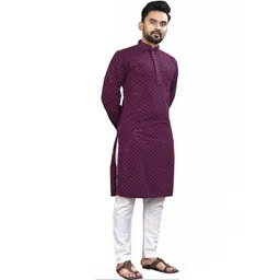 shyam enterprises Men Embellished Thread Work Handloom Kurta-picture-32