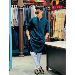 shyam enterprises Men Embroidered Thread Work Handloom Kurta-picture-35