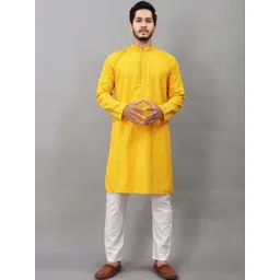 shyam enterprises Men Embroidered Thread Work Handloom Kurta-picture-37