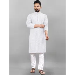 shyam enterprises Men Geometric Embellished Thread Work Handloom Kurta-picture-26