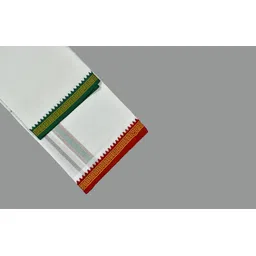 Shyam handloom Men's White Colour Trendy & Traditional Thalapathy Border Cotton Men's Lungi Striped, Solid, Embroidered Men Dhoti image 2