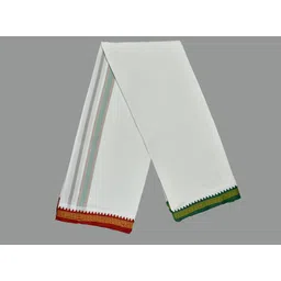 Shyam handloom Men's White Colour Trendy & Traditional Thalapathy Border Cotton Men's Lungi Striped, Solid, Embroidered Men Dhoti image 4