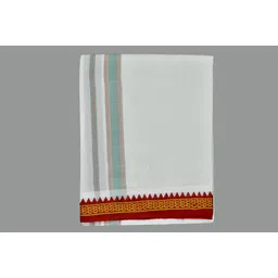 Shyam handloom Men's White Colour Trendy & Traditional Thalapathy Border Cotton Men's Lungi Striped, Solid, Embroidered Men Dhoti image 1