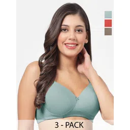 SHYAM SONS FLAIR Pack Of 3 Full Coverage Lightly Padded T-shirt Bra-picture-28