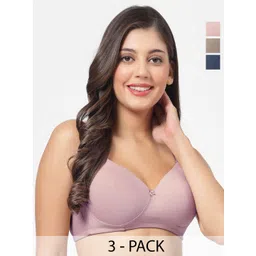 SHYAM SONS FLAIR Pack Of 3 Solid Full Coverage Lightly Padded T-Shirt Bra-picture-25