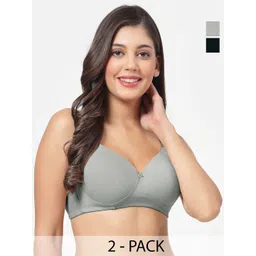 SHYAM SONS FLAIR Plain Mould Women Pack of 2 Full Coverage Lightly Padded T-shirt Bra-picture-47
